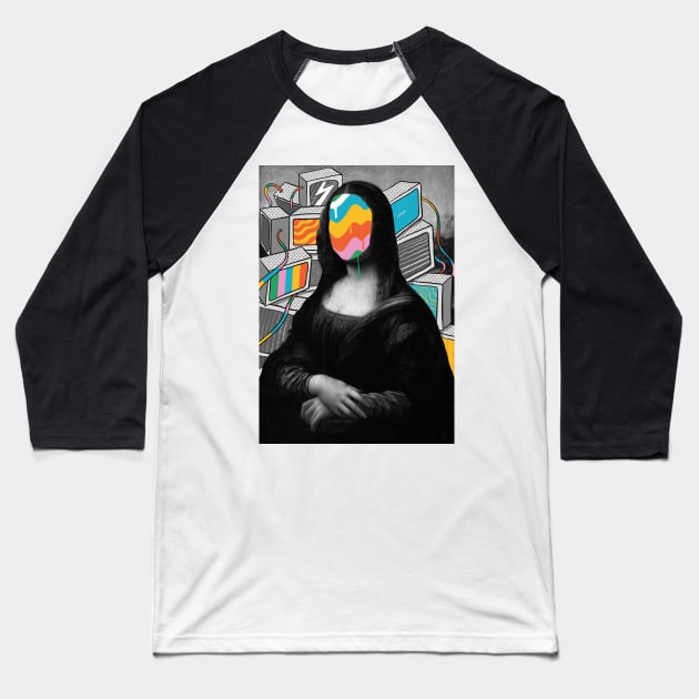 Mona Lisa Meltdown Baseball T-Shirt by rjartworks